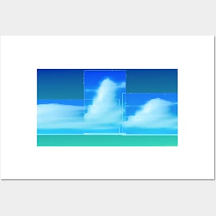 pixel art clouds Posters and Art